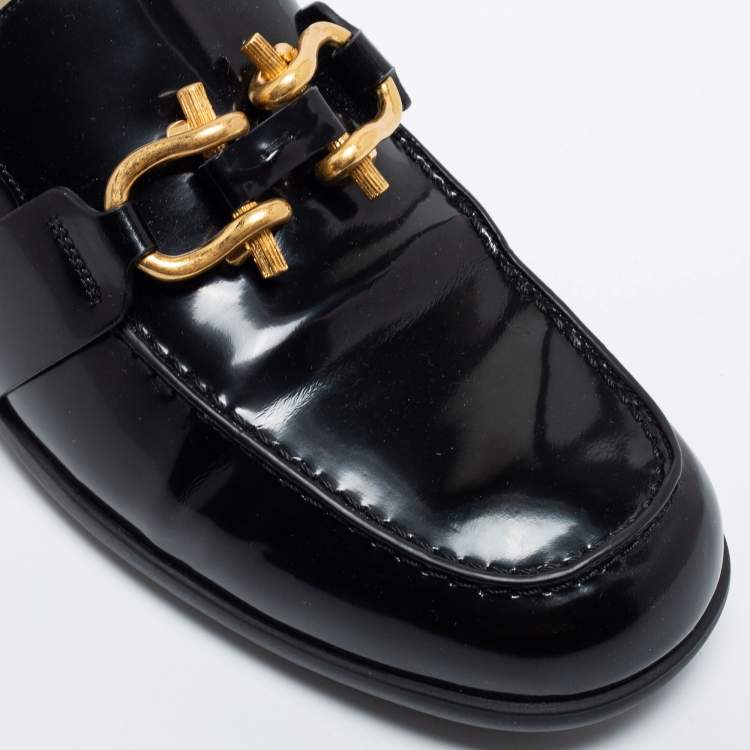 Pre Owned Bottega Veneta Black Patent Leather Monsieur Loafers Size 41