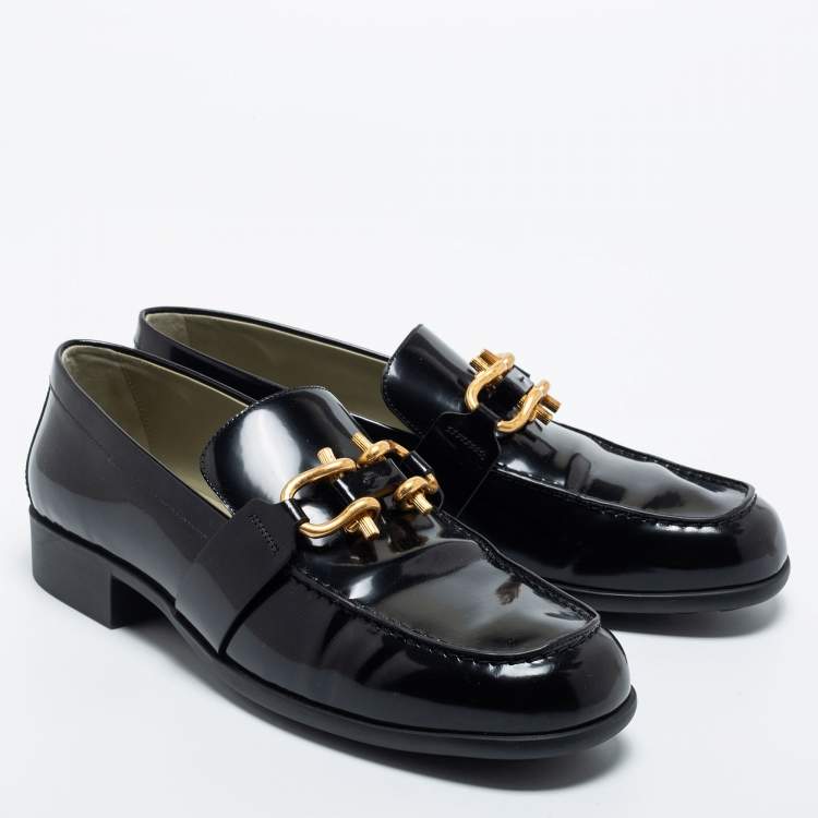 Pre Owned Bottega Veneta Black Patent Leather Monsieur Loafers Size 41