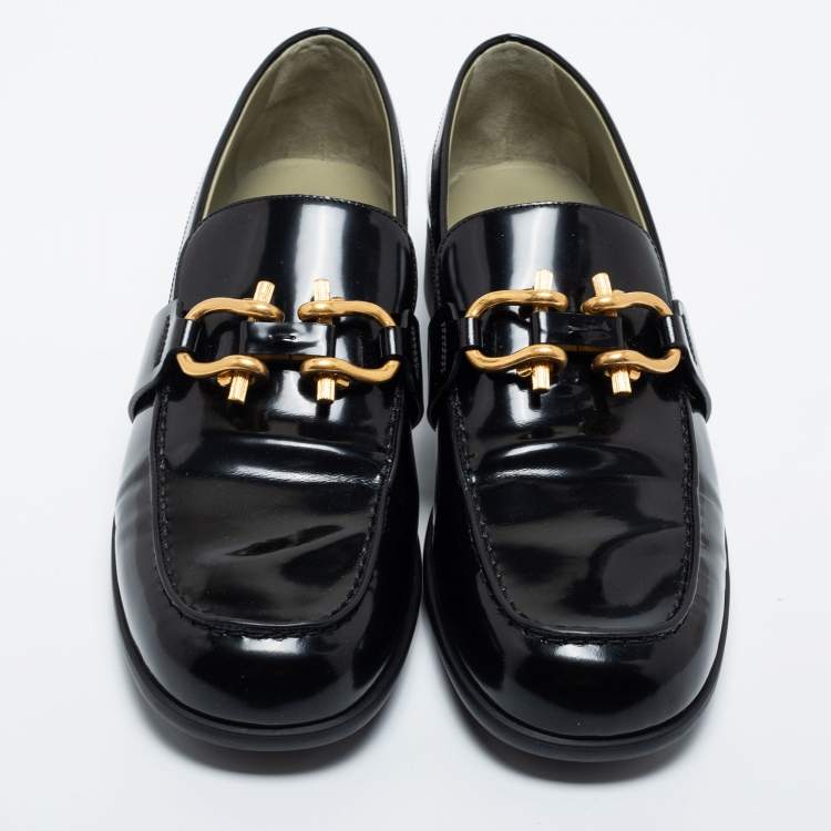 Pre Owned Bottega Veneta Black Patent Leather Monsieur Loafers Size 41