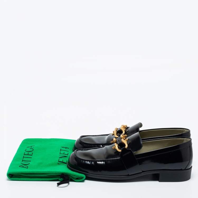 Pre Owned Bottega Veneta Black Patent Leather Monsieur Loafers Size 41