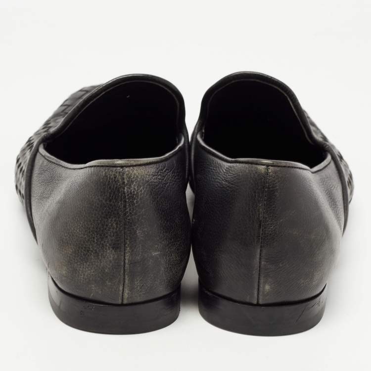 Pre Owned Bottega Veneta Black Intrecciato Leather Smoking Slippers Size  42