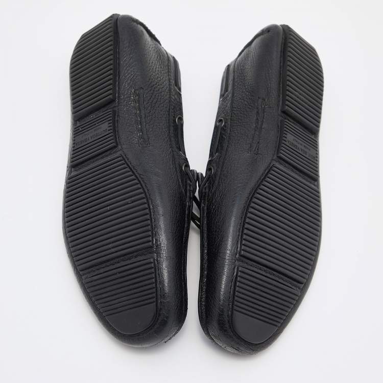Pre Owned Bottega Veneta Black Intrecciato Leather Cervo Wave Driver Bow Slip On Loafers 41