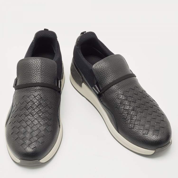 Pre Owned Bottega  Veneta Black Leather Low Top Sneakers Size 42