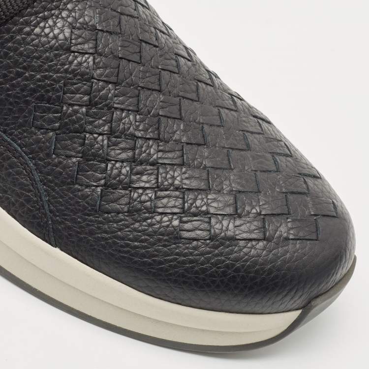 Pre Owned Bottega  Veneta Black Leather Low Top Sneakers Size 42