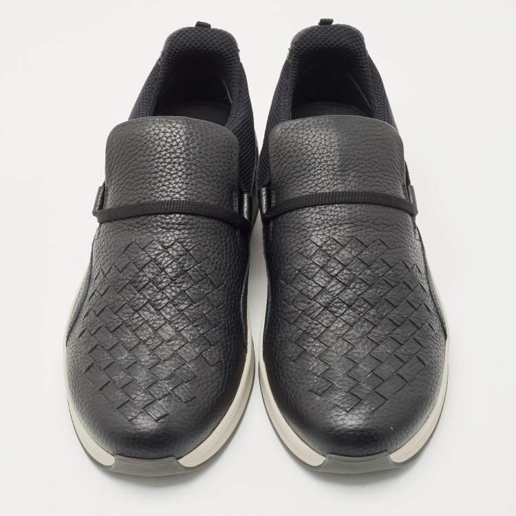 Pre Owned Bottega  Veneta Black Leather Low Top Sneakers Size 42