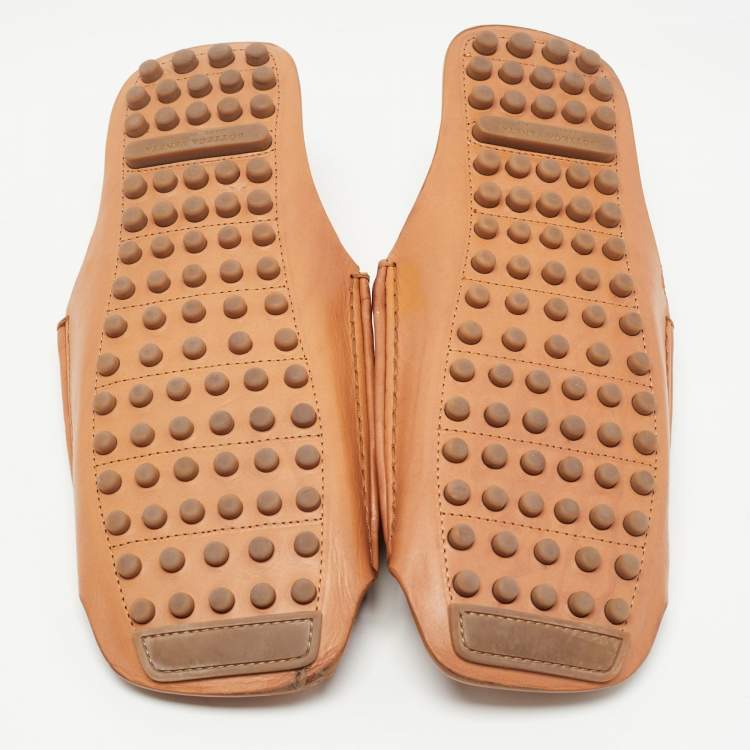 Pre Owned Bottega Veneta Brown Leather Intrecciato Weave Slide Sandals Size 44