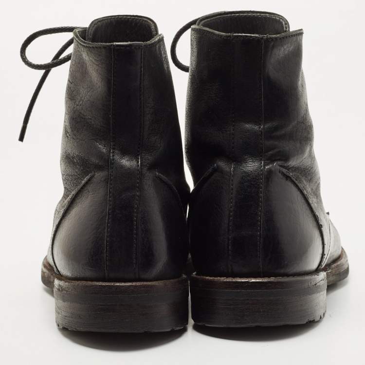 Pre Owned Dolce & Gabbana Black Leather Combat Boots Size 43