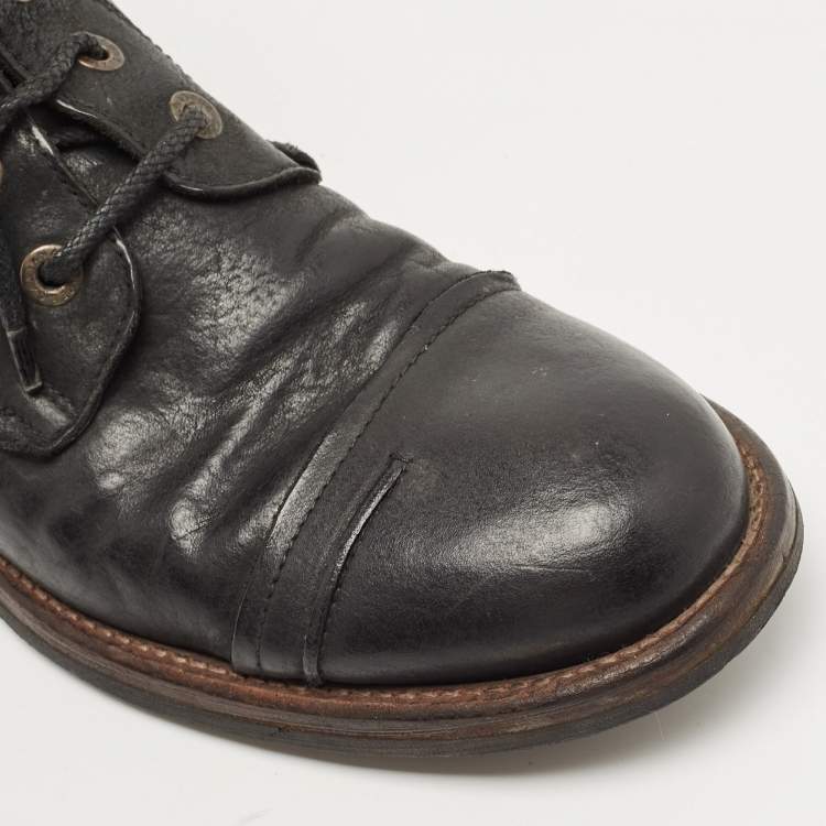 Pre Owned Dolce & Gabbana Black Leather Combat Boots Size 43
