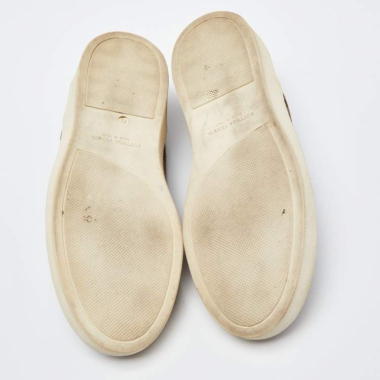 Pre Owned Bottega Veneta Brown Intrecciato Suede Dodger Slip On Sneakers Size 45