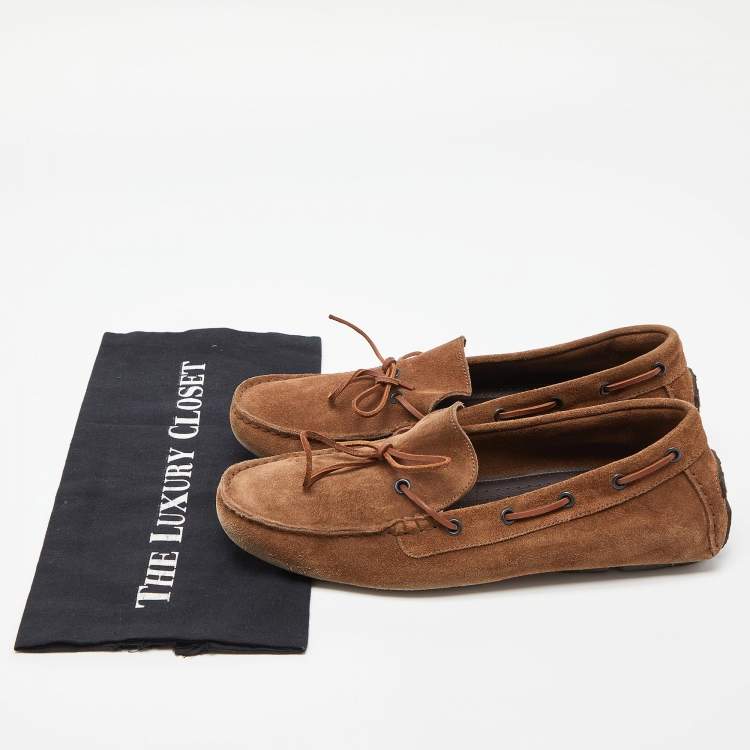 Pre Owned Bottega Veneta Brown Suede Lace Up Loafers Size 40