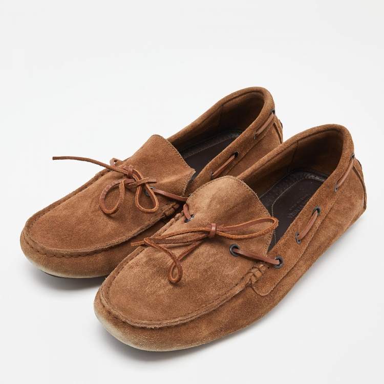 Pre Owned Bottega Veneta Brown Suede Lace Up Loafers Size 40