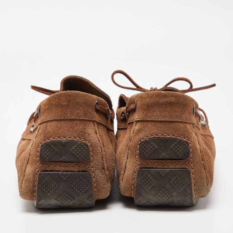 Pre Owned Bottega Veneta Brown Suede Lace Up Loafers Size 40