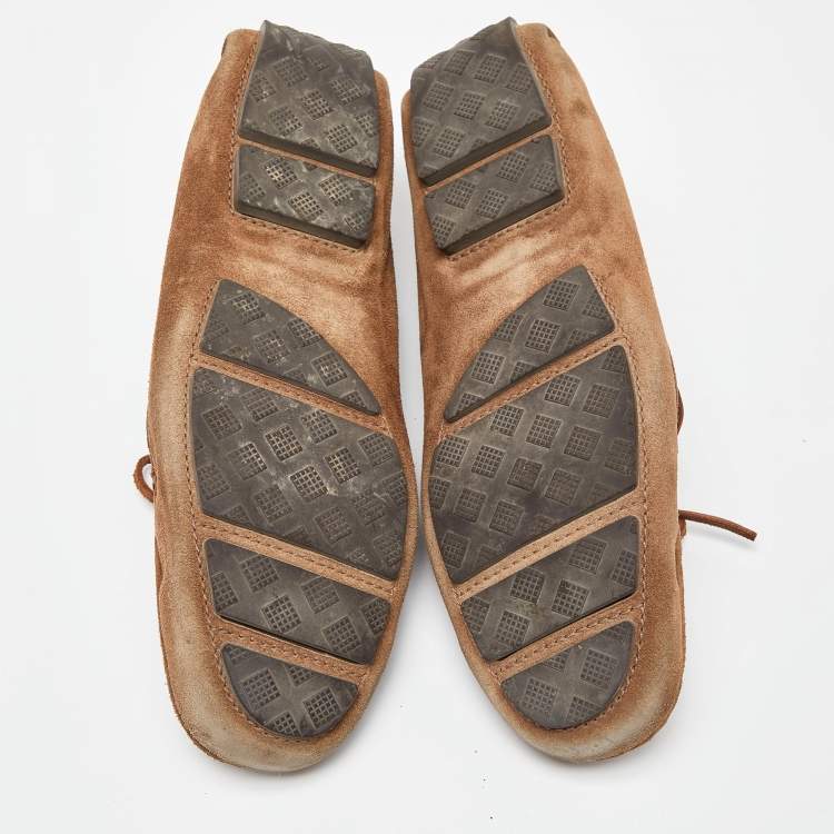 Pre Owned Bottega Veneta Brown Suede Lace Up Loafers Size 40