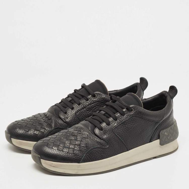 Bottega Veneta Black Intrecciato Leather Sneakers Size 46 Bottega Veneta