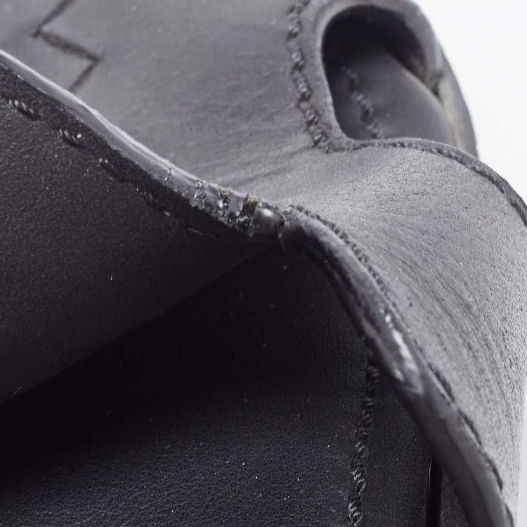 Pre Owned Bottega Veneta Black Leather Slide Sandals Size 41