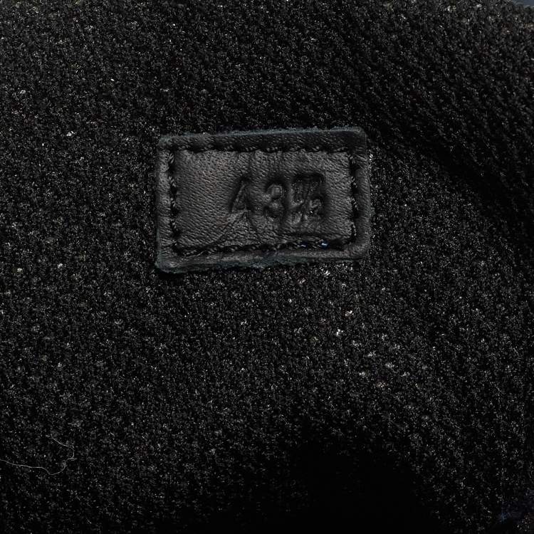 Pre Owned Bottega Veneta Navy Blue/Black Intrecciato Leather and Suede Lace Up Sneakers Size 43.5