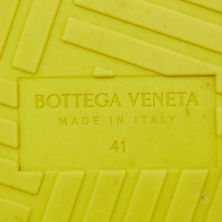 Pre Owned Bottega Veneta Green Rubber Carpet Slides Size 41