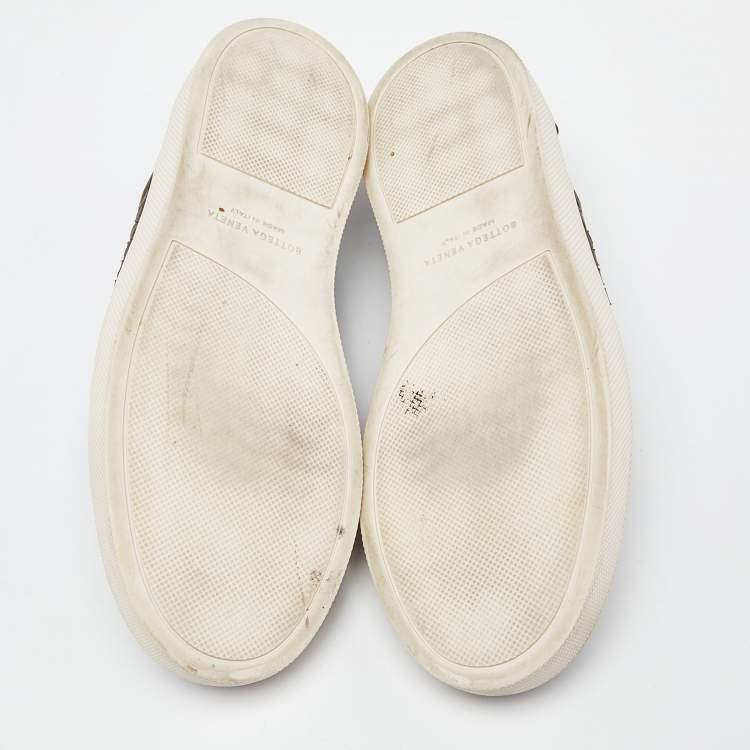 Pre Owned Bottega Veneta Brown Intrecciato Leather Slip On Sneakers Size 43.5