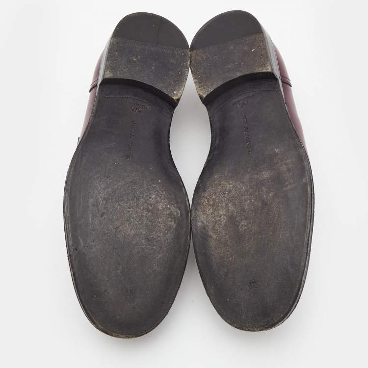 مملوكة مسبقًا Bottega Veneta Burgundy Leather Slip On Loafers Size 41.5