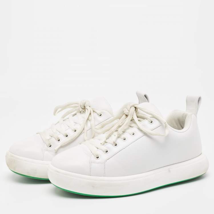 Pre Owned Bottega Veneta White Leather Pillow Sneakers Size 43