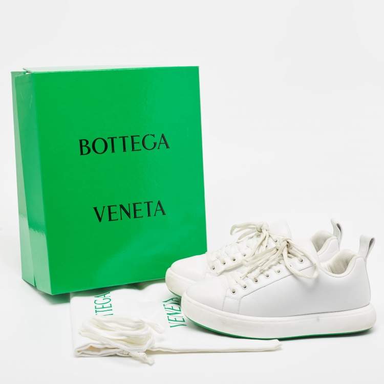 Pre Owned Bottega Veneta White Leather Pillow Sneakers Size 43