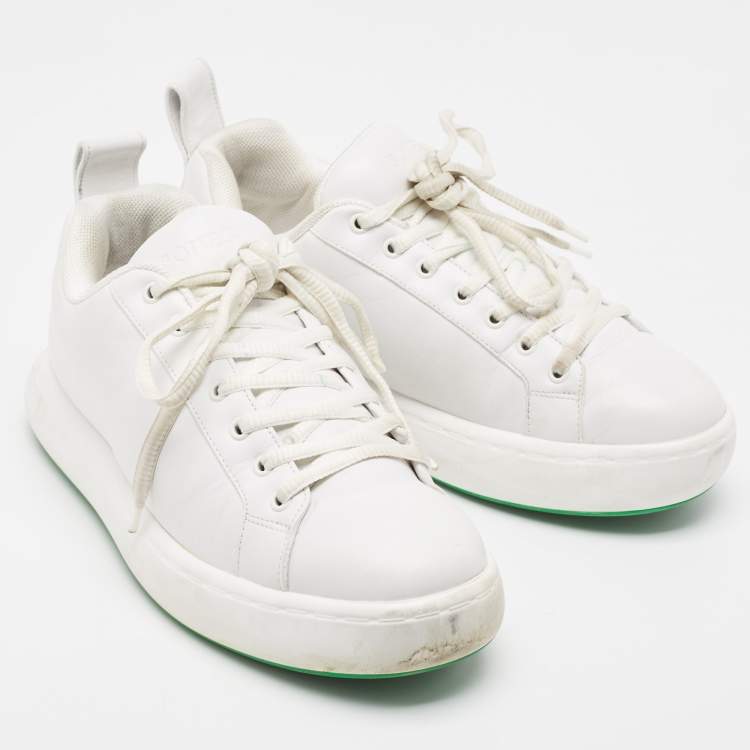 Pre Owned Bottega Veneta White Leather Pillow Sneakers Size 43