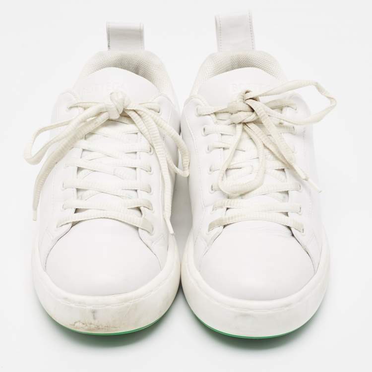 Pre Owned Bottega Veneta White Leather Pillow Sneakers Size 43