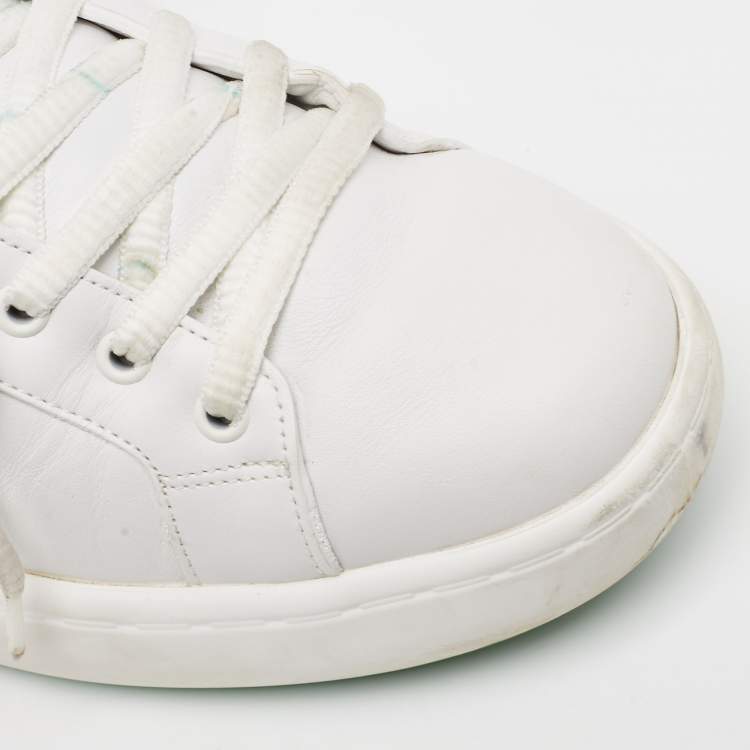 Pre Owned Bottega Veneta White Leather Pillow Sneakers Size 43