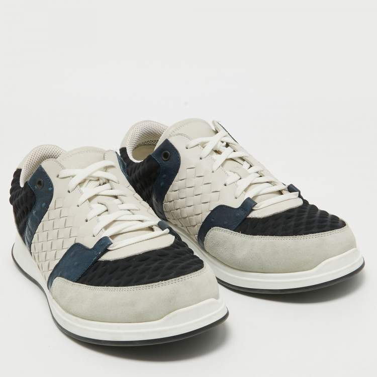 Pre Owned Bottega Veneta Multicolor Suede Intrecciato Low Top Sneakers Size 45