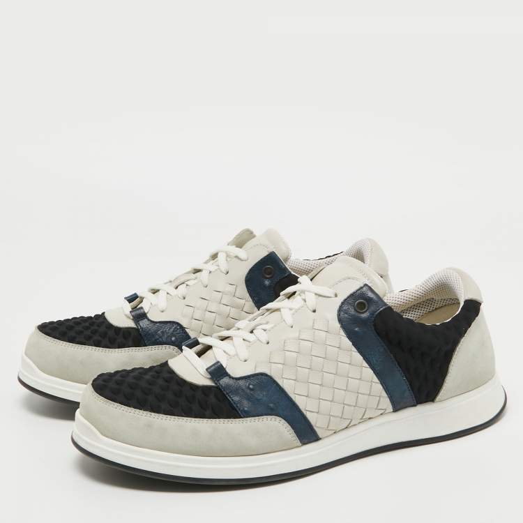 Pre Owned Bottega Veneta Multicolor Suede Intrecciato Low Top Sneakers Size 45