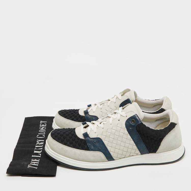 Pre Owned Bottega Veneta Multicolor Suede Intrecciato Low Top Sneakers Size 45