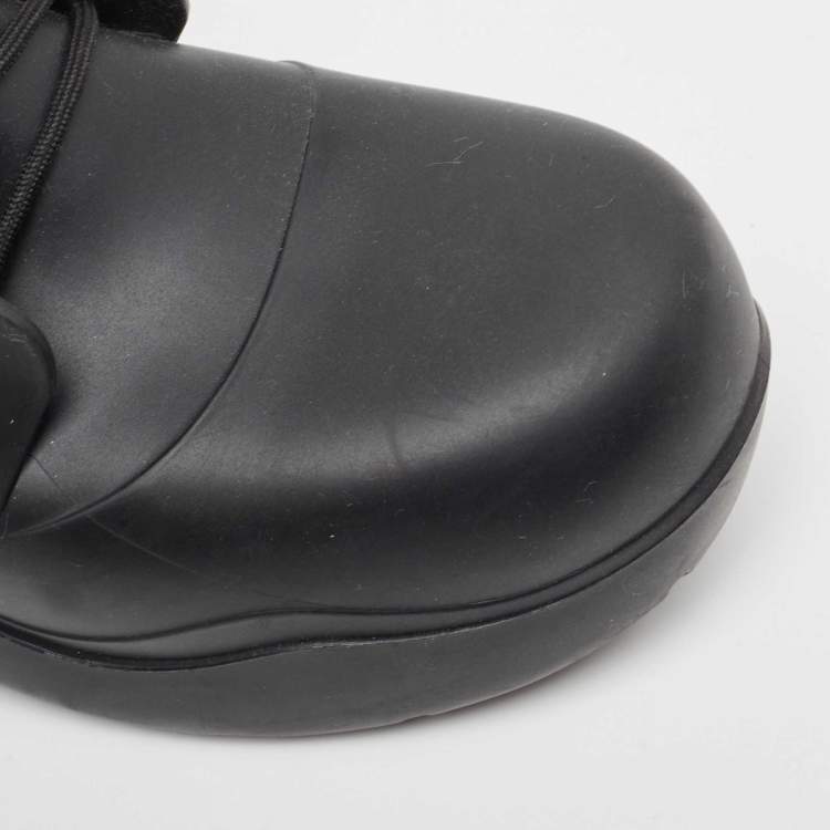 Pre Owned Bottega Veneta Black Rubber Lace Up Puddle Boots Size 41