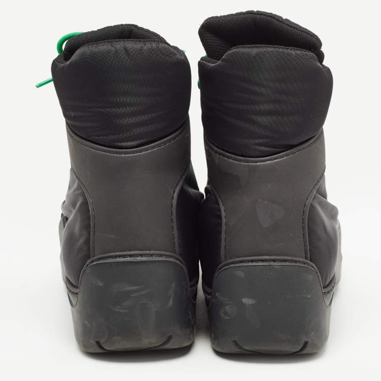 Pre Owned Bottega Veneta Black Nylon Puddle Bomber Boots Size 42