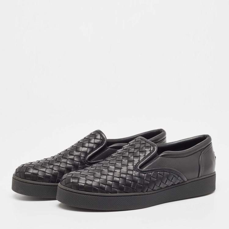 【BOTTEGA VENETA】新作 スリッポン Intrecciato レザー Black Bottega Veneta Black Intrecciato Leather Slip On Sneakers