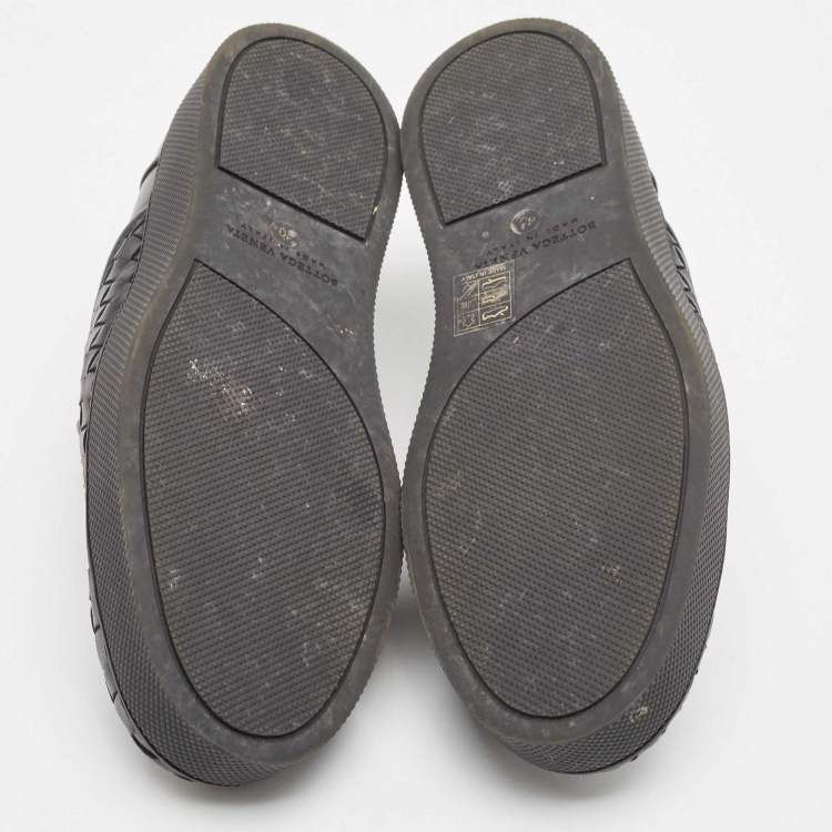 Pre Owned Bottega Veneta Black Intrecciato Leather Slip On Sneakers Size 40