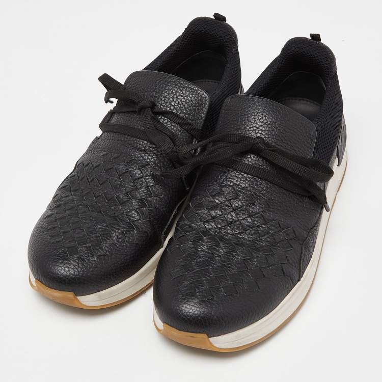Pre Owned Bottega Veneta Black Leather Low Top Sneakers Size 42