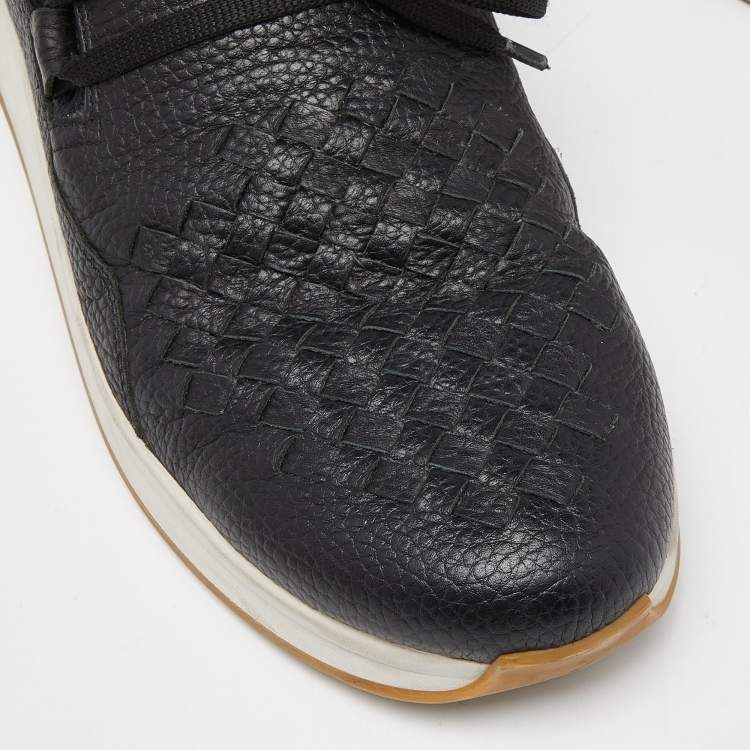 Pre Owned Bottega Veneta Black Leather Low Top Sneakers Size 42