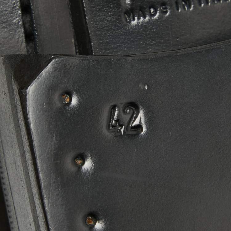 Pre Owned Bottega Veneta Black Leather Buckle Detail Lace Up Derby Size 42