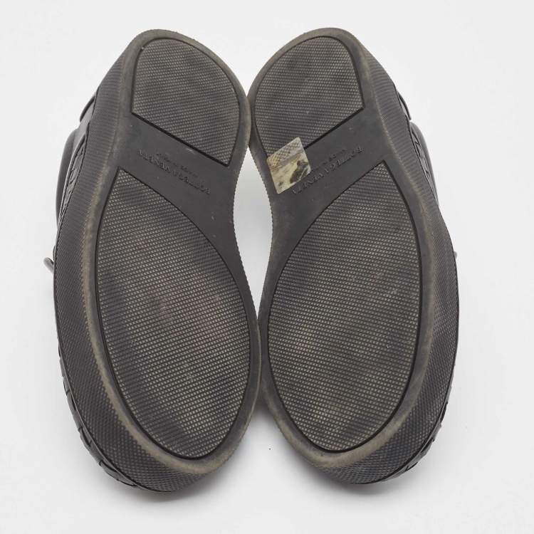 Pre Owned Bottega Veneta Black Intrecciato Leather Slip On Sneakers Size 40
