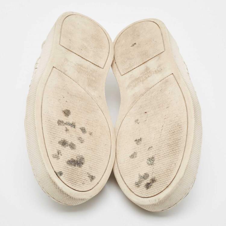 Pre Owned Bottega Veneta White Intrecciato Leather Dodger Slip On Sneakers Size 40
