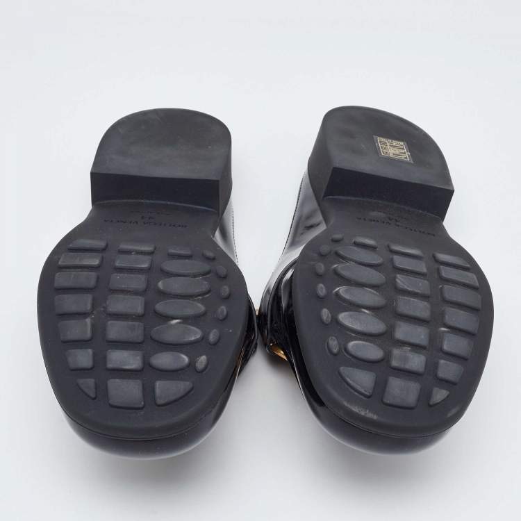 Pre Owned Bottega Veneta Black Patent Leather Monsieur Mules Size 44