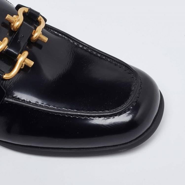 Pre Owned Bottega Veneta Black Patent Leather Monsieur Mules Size 44