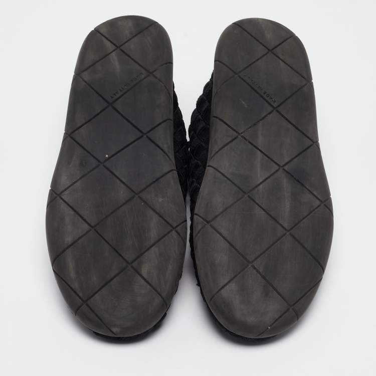Pre Owned Bottega Veneta Black Woven Fabric Elasticated Intrecciato Sneakers Size 40