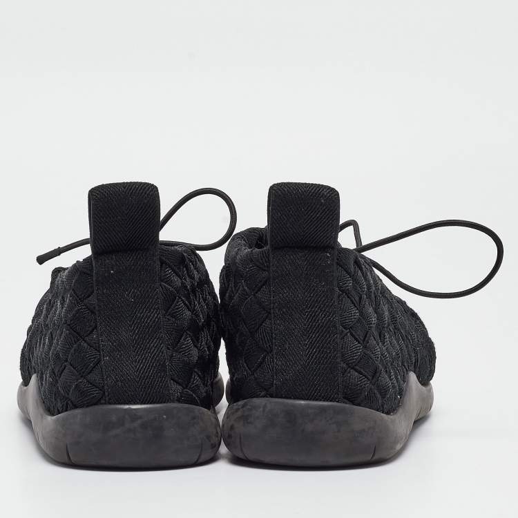 Pre Owned Bottega Veneta Black Woven Fabric Elasticated Intrecciato Sneakers Size 40