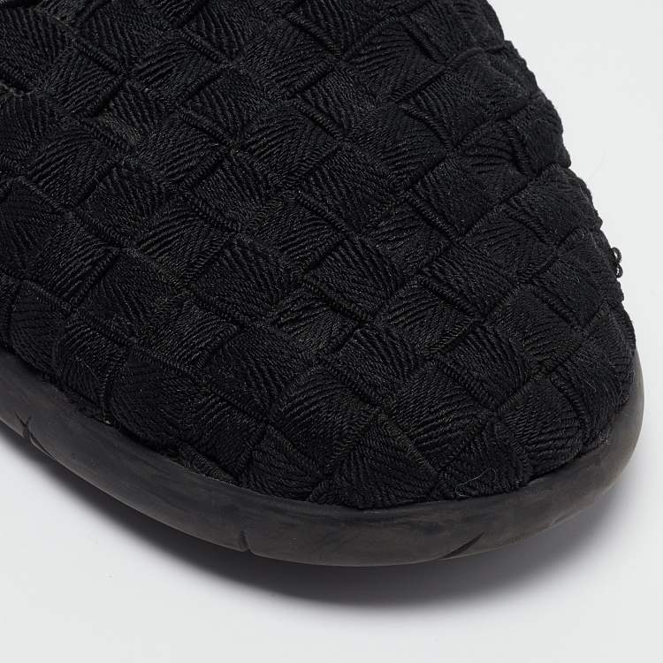 Pre Owned Bottega Veneta Black Woven Fabric Elasticated Intrecciato Sneakers Size 40