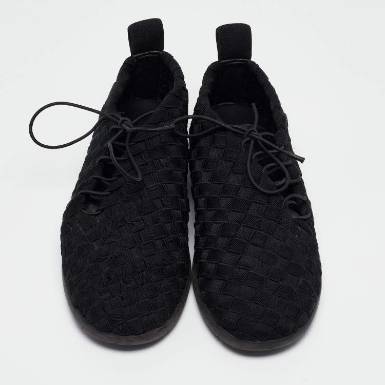 Pre Owned Bottega Veneta Black Woven Fabric Elasticated Intrecciato Sneakers Size 40