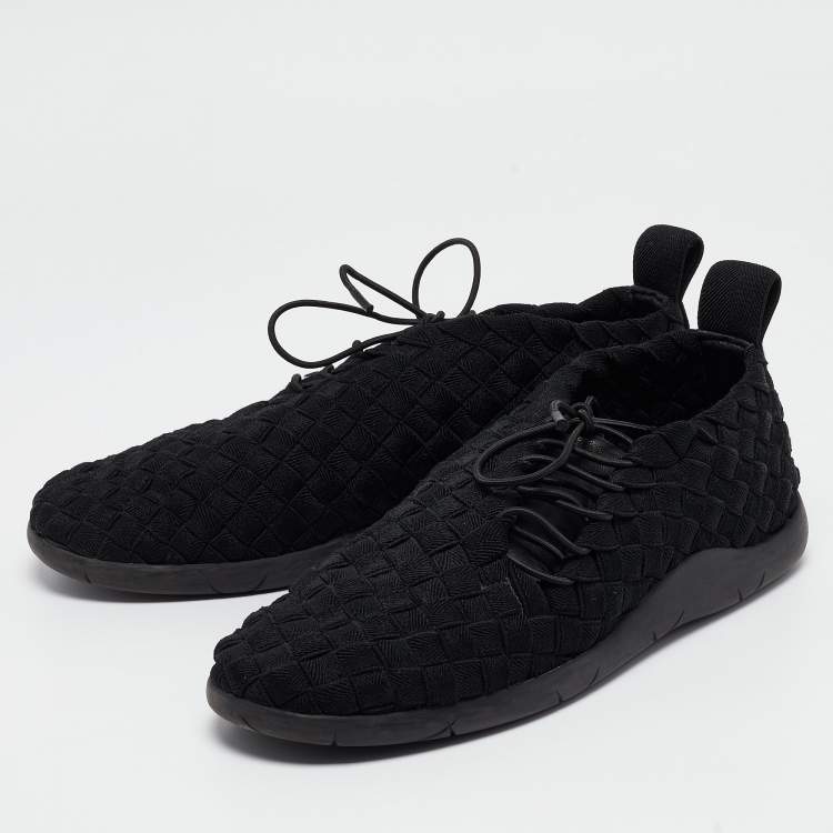 Pre Owned Bottega Veneta Black Woven Fabric Elasticated Intrecciato Sneakers Size 40