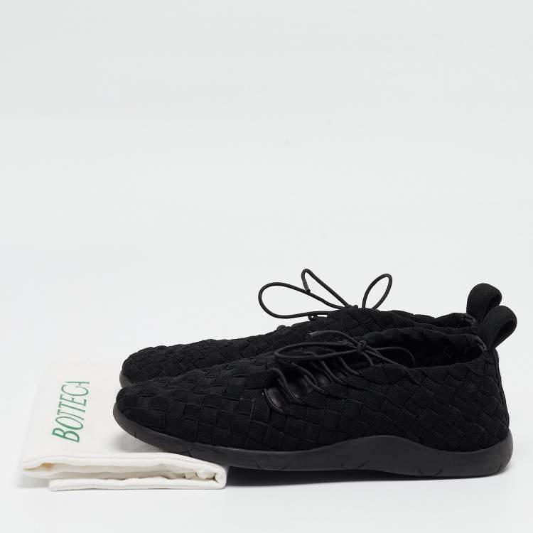 Pre Owned Bottega Veneta Black Woven Fabric Elasticated Intrecciato Sneakers Size 40