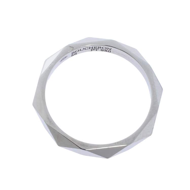 Pre Owned Boucheron Facette Platinum Wedding Band Ring Size 56