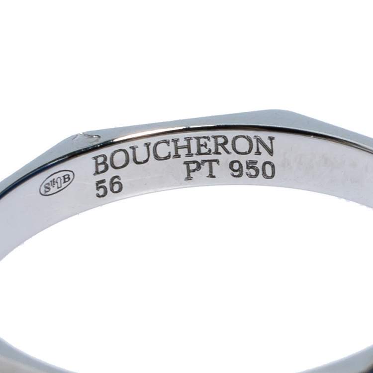 Pre Owned Boucheron Facette Platinum Wedding Band Ring Size 56
